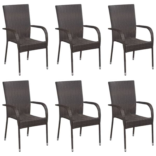 Vidaxl Stackable Outdoor Chairs 6 Pcs Poly Rattan Brown Vidaxl Stackable Outdoor Chairs 6 Pcs Poly Rattan Brown