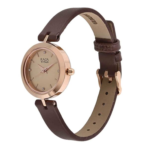 Titan, 2540WL01, Womens Watch Raga Collection Analog, Gold Dial Brown Leather Band Titan, 2540WL01, Womens Watch Raga Collection Analog, Gold Dial Brown Leather Band