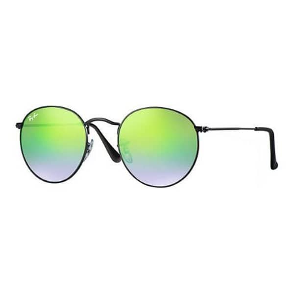 RayBan RB3447 002/4J Unisex Round Mirror Green Lens Sunglasses