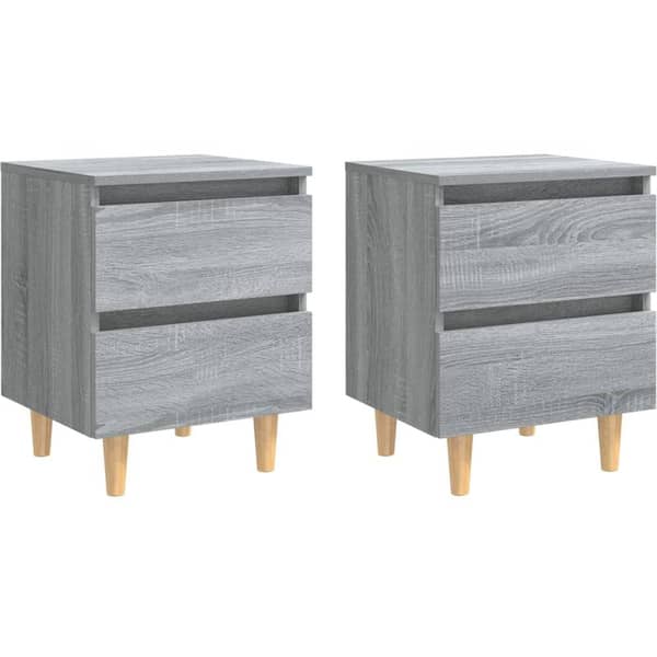 Vidaxl Bed Cabinets With Solid Wood Legs 2 Pcs Grey Sonoma 40x35x50 Cm Vidaxl Bed Cabinets With Solid Wood Legs 2 Pcs Grey Sonoma 40x35x50 Cm