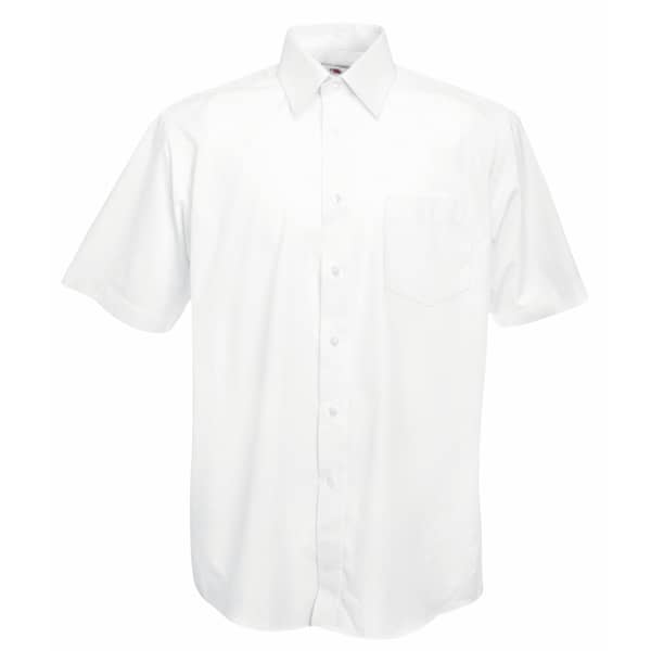 Fruit Of The Loom Poplin Shirt Short Sleeve White Large