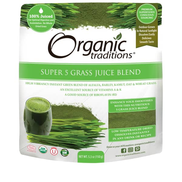 Organic Traditions Super 5 Grass Juice Blend 150g Organic Traditions Super 5 Grass Juice Blend 150g