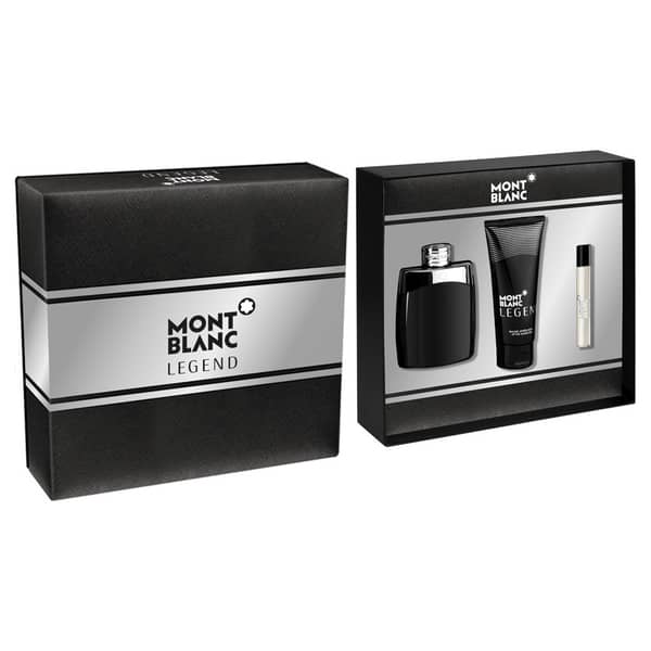 Montblanc Legend Gift Set for Men (Legend 100ml EDT + 7.5ml Mini + 100ml After Shave Balm)