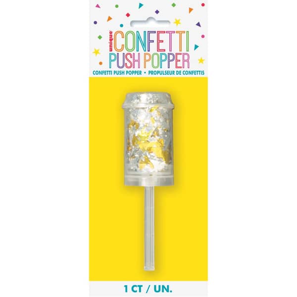 Unique- 1 Gold & Silver Foil Confetti Push Popper Unique- 1 Gold & Silver Foil Confetti Push Popper