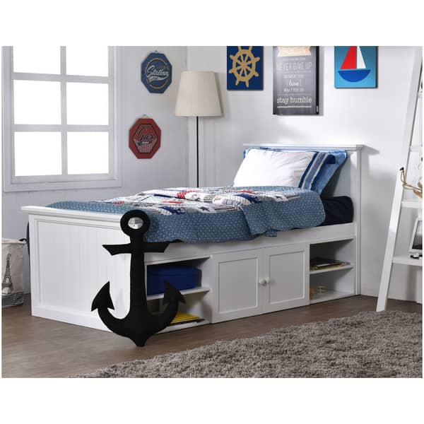 MooBoo Tuck Me In Tight 90cm White Single Storage Bed With Foam Mattress