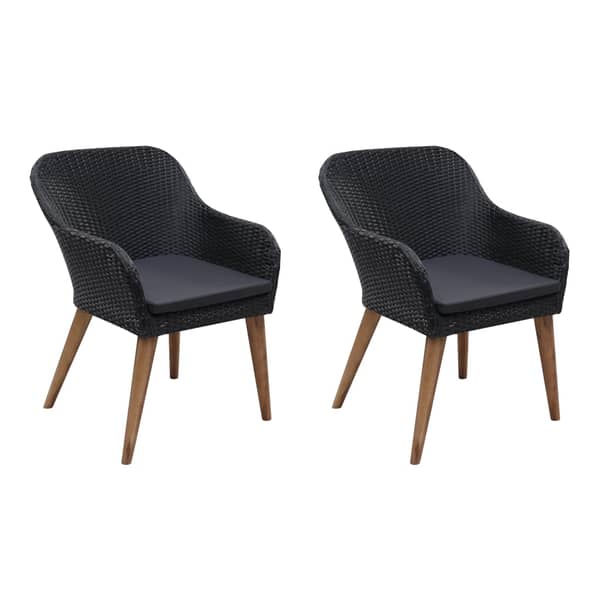 Vidaxl Outdoor Chairs With Cushions 2 Pcs Poly Rattan Black Vidaxl Outdoor Chairs With Cushions 2 Pcs Poly Rattan Black