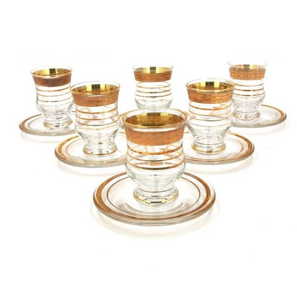 12pcs Tea Set Gold Decor Assorted