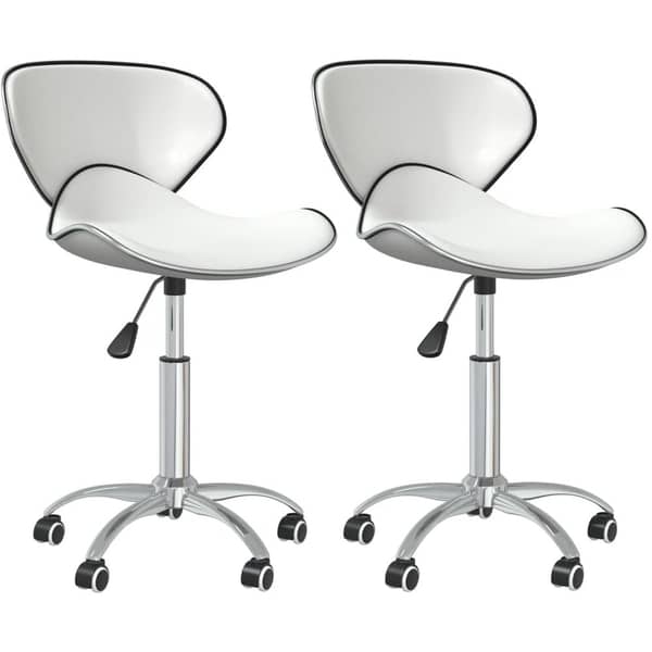 Vidaxl Swivel Dining Chairs 2 Pcs White Faux Leather Vidaxl Swivel Dining Chairs 2 Pcs White Faux Leather