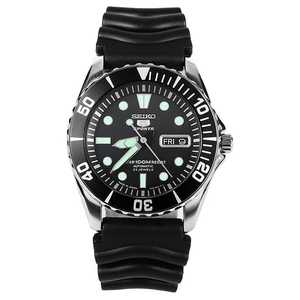 Buy Seiko Sports Automatic Black Dial Black Rubber Men's Watch
