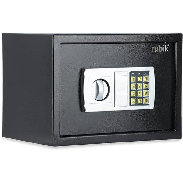 Rubik Safe Box With Key And Pin Code Keypad A4 Documents Size Security Safety Locker (size 35x25x25cm) Black