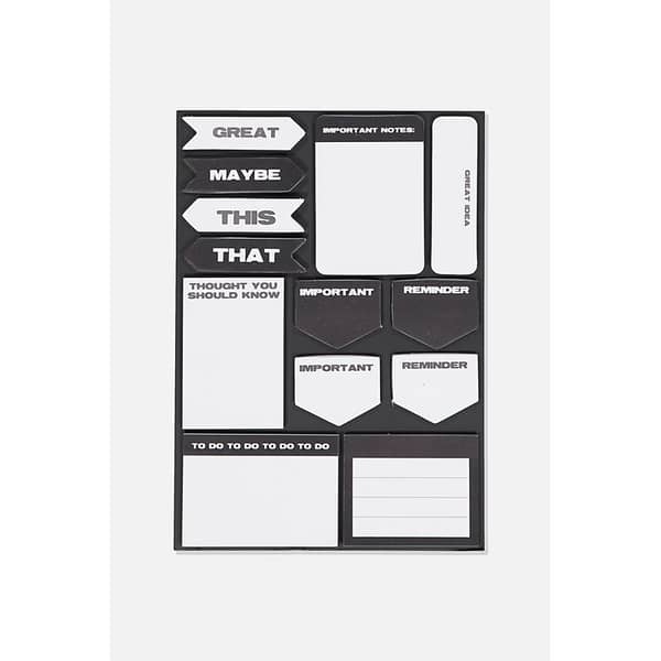 TYPO A5 Shaped Sticky Note-Black & White