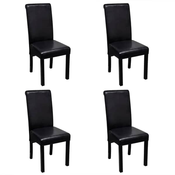 vidaXL Dining Chair Artificial Leather Black Set of 4 vidaXL Dining Chair Artificial Leather Black Set of 4