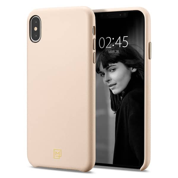 Spigen La Manon Calin With Premium Pu Leather Designed For Iphone Xs Max Case/cover - Pale Pink