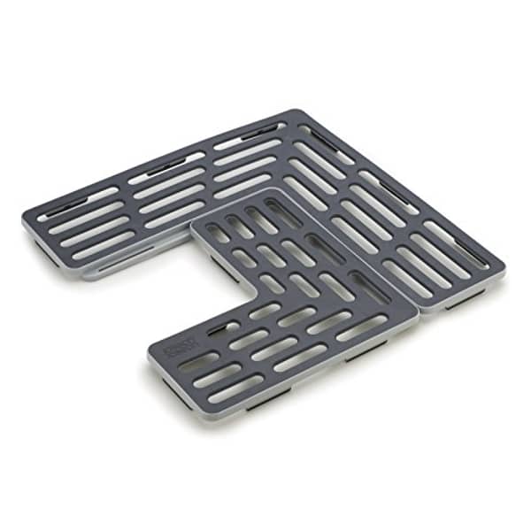 Joseph Joseph Sinksaver Adjustable Sink Protector Mat Two Grid Sections Fits Different Drain Positions Non-Slip, Gray