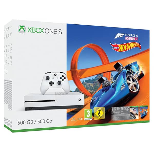 Microsoft Xbox One S Console 500GB White with Forza Horzon 3 + Hot Wheels DLC Game Microsoft Xbox One S Console 500GB White with Forza Horzon 3 + Hot Wheels DLC Game