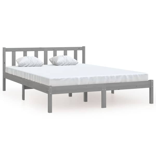 vidaXL Bed Frame Grey Solid Pinewood 160x200 cm vidaXL Bed Frame Grey Solid Pinewood 160x200 cm