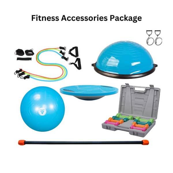 Live Up Basu Ball LS3570, Expander Tube Set LS3218, Gymnic ball LP8201-65cm, Balance Board LS3354, Dumbbell set vinyl 10kg Ls2308, Body weight bar LS3285- Bundle Live Up Basu Ball LS3570, Expander Tube Set LS3218, Gymnic ball LP8201-65cm, Balance Board LS3354, Dumbbell set vinyl 10kg Ls2308, Body weight bar LS3285- Bundle