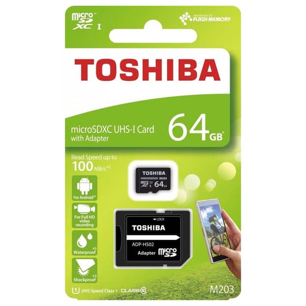 Toshiba UHS1 MicroSD 64GB With Adaptor THNM203K0640EA Toshiba UHS1 MicroSD 64GB With Adaptor THNM203K0640EA