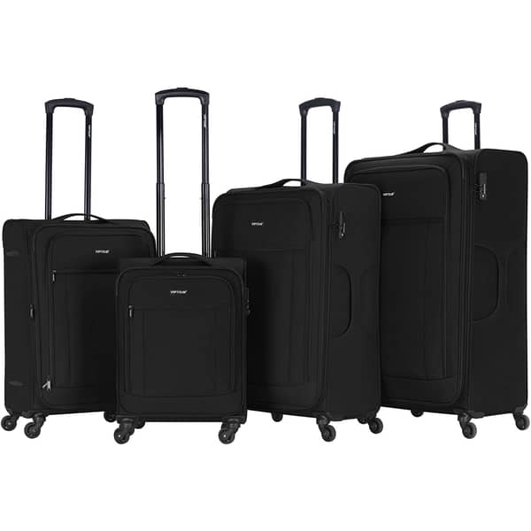 Viptour Set Of 4 Light Weight Polyester Jacqard Trolley Luggage With Number Lock, Charcoal- 20, 24, 28, 32 Inches Viptour Set Of 4 Light Weight Polyester Jacqard Trolley Luggage With Number Lock, Charcoal- 20, 24, 28, 32 Inches