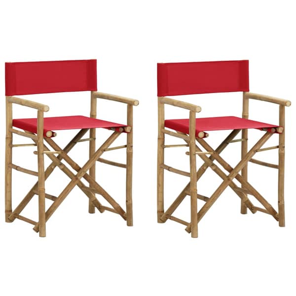 vidaXL Folding Director's Chairs 2 pcs Red Bamboo and Fabric vidaXL Folding Director's Chairs 2 pcs Red Bamboo and Fabric