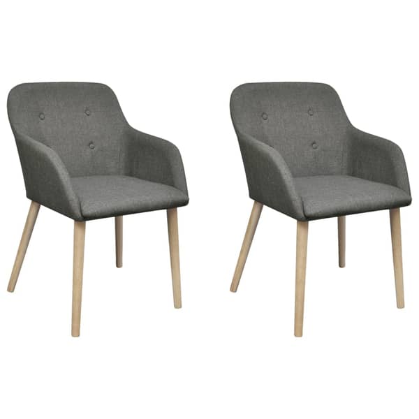 vidaXL Oak Indoor Fabric Dining Chair Set 2 pcs with Armrest Dark Grey vidaXL Oak Indoor Fabric Dining Chair Set 2 pcs with Armrest Dark Grey