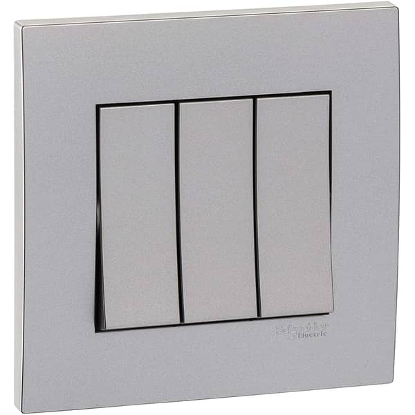 Schneider Electric Kb33r_1_as Vivace Silver - 1-way Plate Switch 3 Gang - 16ax - Silver Schneider Electric Kb33r_1_as Vivace Silver - 1-way Plate Switch 3 Gang - 16ax - Silver
