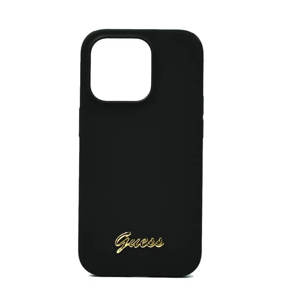 Guess Silicone Pc Camera Script Logo Hard Case For Iphone 14 Pro Black