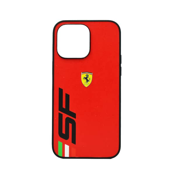 Ferrari Pu Leather Case With Printed Big Sf Logo For Iphone 14 Pro Red Ferrari Pu Leather Case With Printed Big Sf Logo For Iphone 14 Pro Red