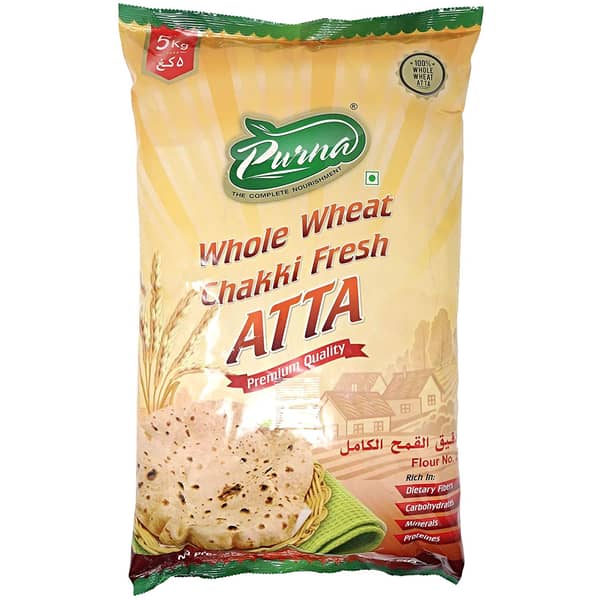 Purna Whole Wheat Chakki Fresh Atta - 5 kg