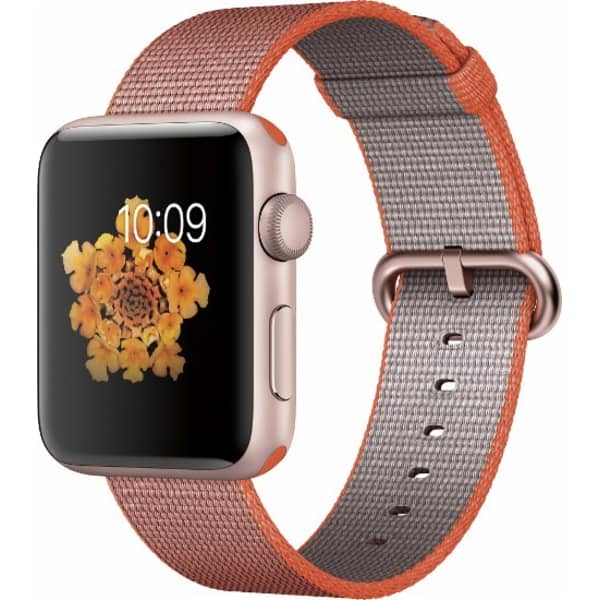 Apple Watch Series 2 - 42mm Rose Gold Aluminium Case with Orange/Anthracite Woven Nylon Band