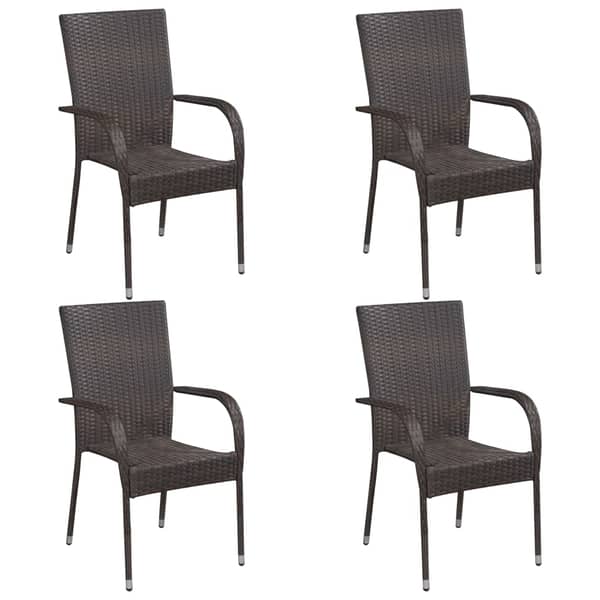 Vidaxl Stackable Outdoor Chairs 4 Pcs Poly Rattan Brown Vidaxl Stackable Outdoor Chairs 4 Pcs Poly Rattan Brown