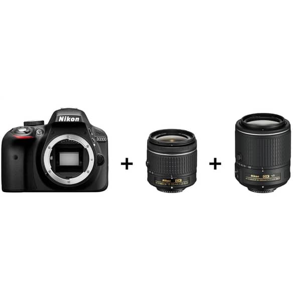 Nikon D3300 DSLR Camera Black With AF-P DX 18-55mm Lens + AF-S 55-200mm VR II Lens Nikon D3300 DSLR Camera Black With AF-P DX 18-55mm Lens + AF-S 55-200mm VR II Lens