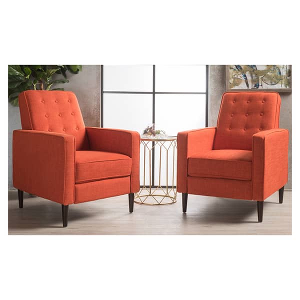 Mervynn Mid-Century Fabric Recliner Club Chairs (Set of 2) orange Mervynn Mid-Century Fabric Recliner Club Chairs (Set of 2) orange