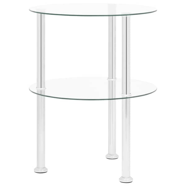 vidaXL 2-Tier Side Table Transparent 38 cm Tempered Glass vidaXL 2-Tier Side Table Transparent 38 cm Tempered Glass