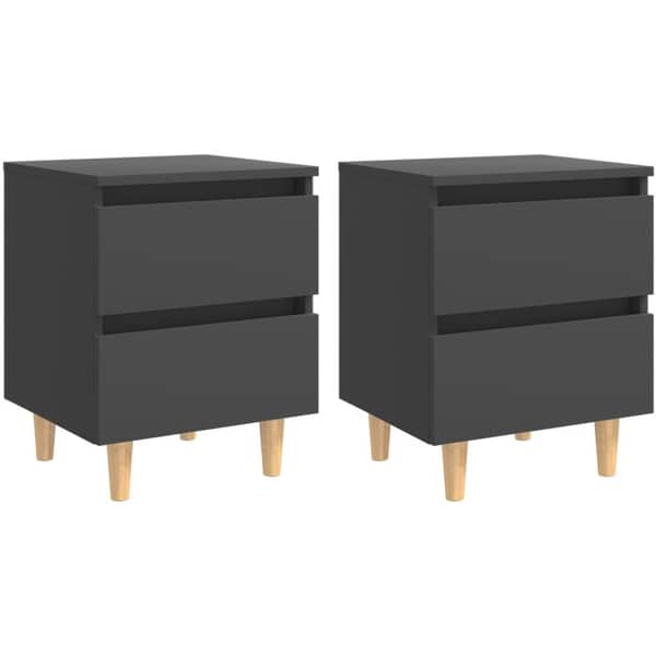 Vidaxl Bed Cabinets With Solid Pinewood Legs 2 Pcs Grey 40x35x50 Cm Vidaxl Bed Cabinets With Solid Pinewood Legs 2 Pcs Grey 40x35x50 Cm