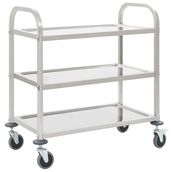vidaXL 3-Tier Kitchen Trolley 95x45x83.5 cm Stainless Steel vidaXL 3-Tier Kitchen Trolley 95x45x83.5 cm Stainless Steel