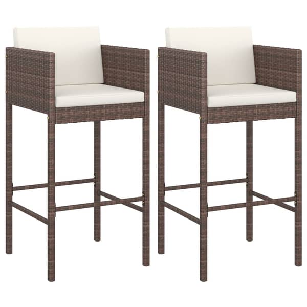 Vidaxl Bar Stools 2 Pcs With Cushions Brown Poly Rattan Vidaxl Bar Stools 2 Pcs With Cushions Brown Poly Rattan