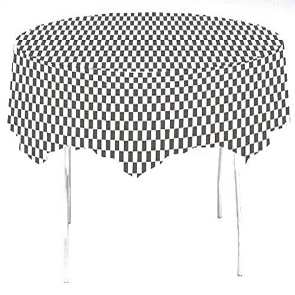 Creative Converting 82' Blk/Wht Tablecover