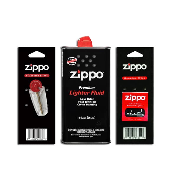Zippo Bundle Offer 3165 Lighter Fluid 12oz, 2406n 6 Flints, 2425 Wick