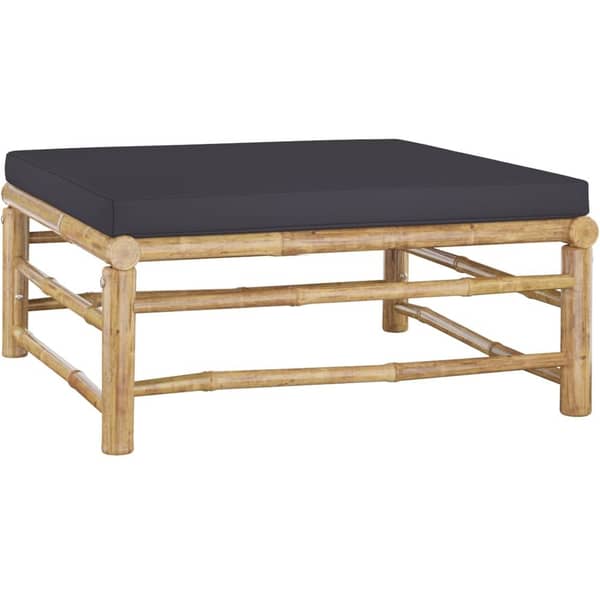 Vidaxl Garden Footrest With Dark Grey Cushion Bamboo
