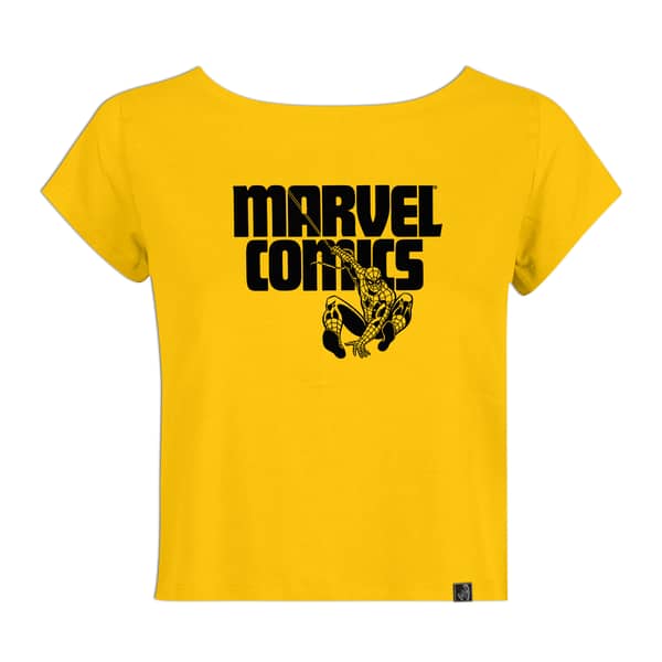 Marvel Spiderman Women's Crop Top Mango Yellow Double Extra Large Marvel Spiderman Women's Crop Top Mango Yellow Double Extra Large