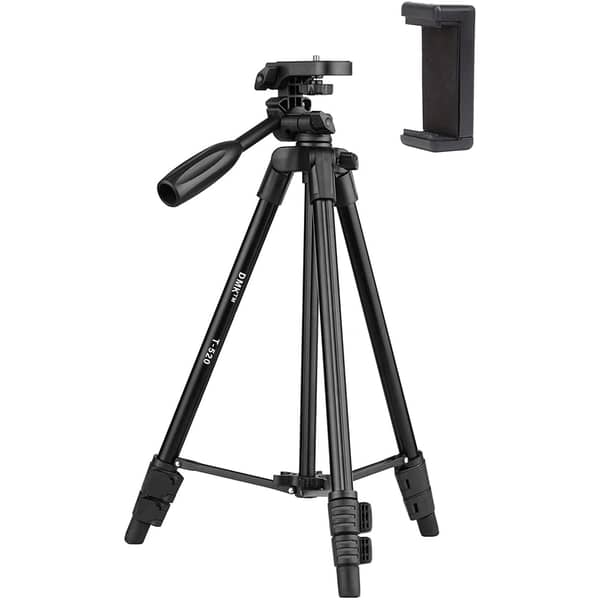 Dmk T-520 Adjustable Height (120cm) Tripod Stand Aluminum Alloy 3-section & 3-way Pan Head Universal 1/4 Mounting With Mobile Holder & Carrying Bag (maximum Load-2kg) Dmk T-520 Adjustable Height (120cm) Tripod Stand Aluminum Alloy 3-section & 3-way Pan Head Universal 1/4 Mounting With Mobile Holder & Carrying Bag (maximum Load-2kg)