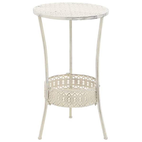 vidaXL Bistro Table Vintage Style Round Metal 40x70 cm White vidaXL Bistro Table Vintage Style Round Metal 40x70 cm White