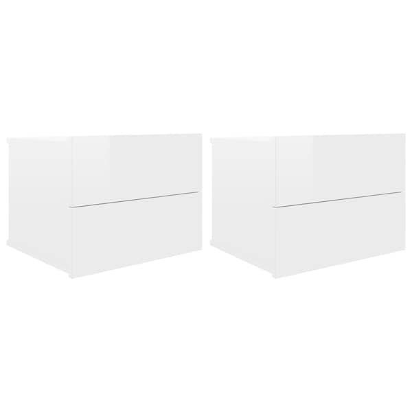 vidaXL Bedside Cabinets 2 pcs High Gloss White 40x30x30 cm Engineered Wood vidaXL Bedside Cabinets 2 pcs High Gloss White 40x30x30 cm Engineered Wood