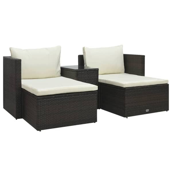 Vidaxl 5 Piece Garden Lounge Set With Cushions Poly Rattan Brown Vidaxl 5 Piece Garden Lounge Set With Cushions Poly Rattan Brown