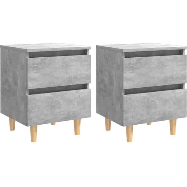 Vidaxl Bed Cabinets & Solid Pinewood Legs 2 Pcs Concrete Grey 40x35x50 Cm Vidaxl Bed Cabinets & Solid Pinewood Legs 2 Pcs Concrete Grey 40x35x50 Cm