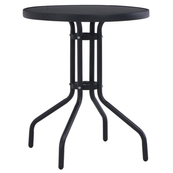 vidaXL Garden Table Black 80 cm Steel and Glass vidaXL Garden Table Black 80 cm Steel and Glass