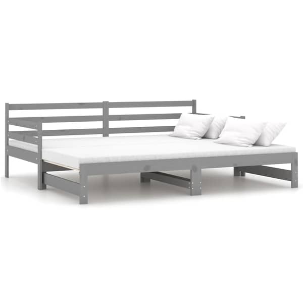 Vidaxl Pull-out Day Bed Grey Solid Pinewood 2x