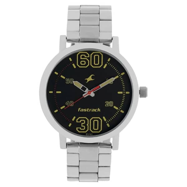 Fastrack Fundamentals Black Dial Stainless Steel Strap Watch - 38052SM02