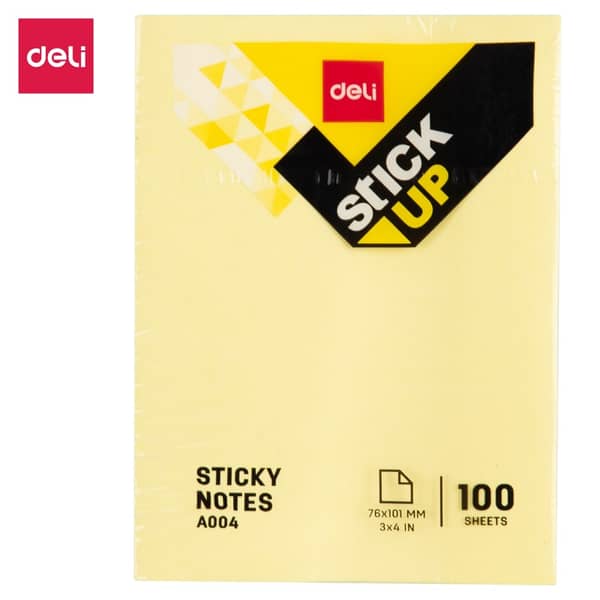 Deli Sticky Notes 76x101mm 3''x4'' 100 Sheets Yellow Deli Sticky Notes 76x101mm 3''x4'' 100 Sheets Yellow